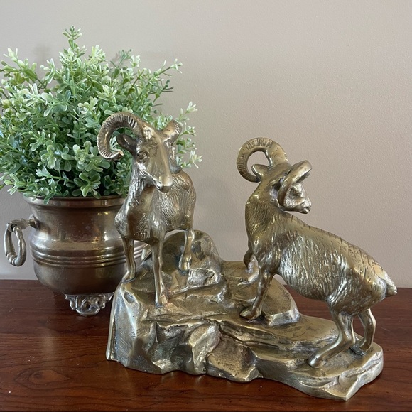 SOLD- Brass Ram Sculpture - Picture 2 of 6